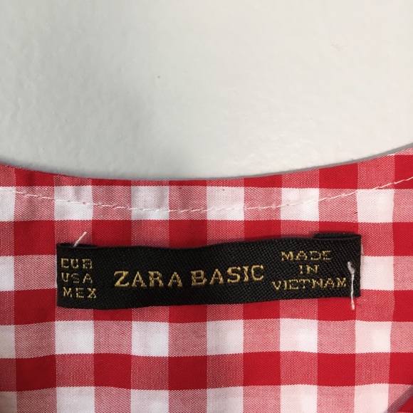 Zara Basic Red Gingham Print Ruffle Dress - Picture 5 of 5